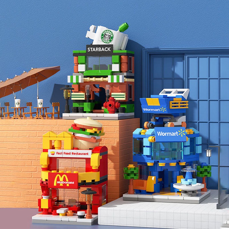 164 Pçs Blocos De Construção Mini Lego City Street View Mcdonal Casa Modelo blocos de montar Compatível Com Lego!