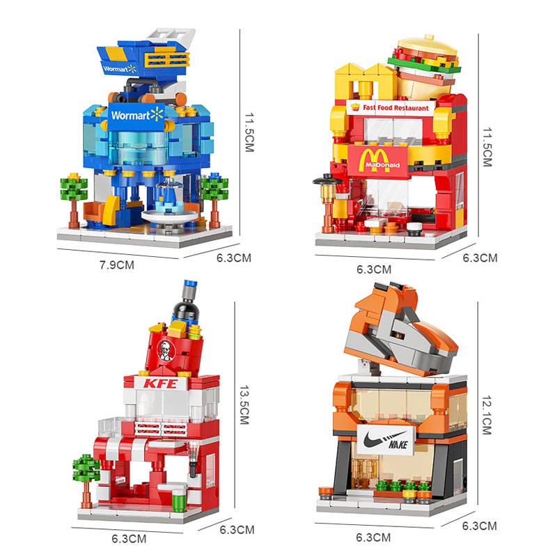 164 Pçs Blocos De Construção Mini Lego City Street View Mcdonal Casa Modelo blocos de montar Compatível Com Lego!