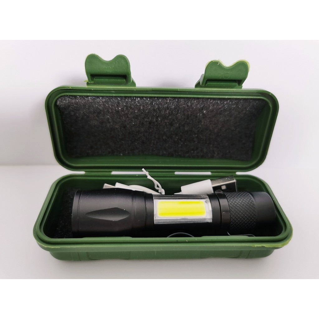 Mini Lanterna Tática Xpe Cob Led Flash de Luz 5.000 Lumens à Prova D'água Com Led E Zoom luz forte!