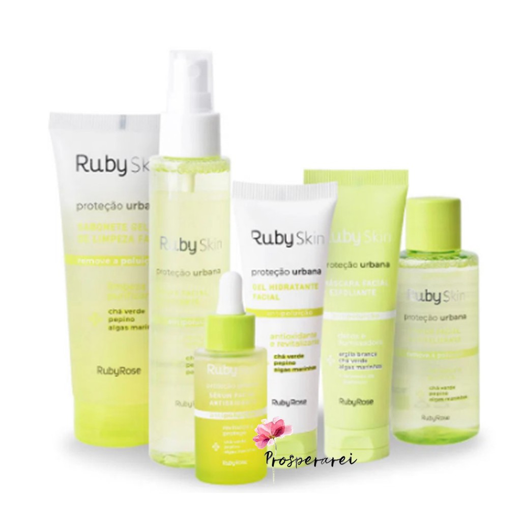 Kit Linha Ruby Skin Proteção Urbana Ruby Rose Facial (4 produtos) Anti Poluição!