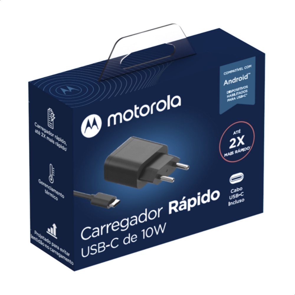 Super Carregador Motorola Turbo Power 10W – Com Cabo USB-C