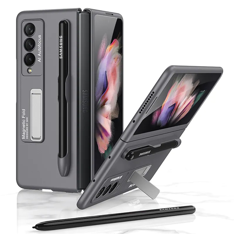 Capinha Para Samsung Galaxy Capa Traseira Z Fold3 Antichoque Anti-Poeira Com Suporte Cor Sólida PC!