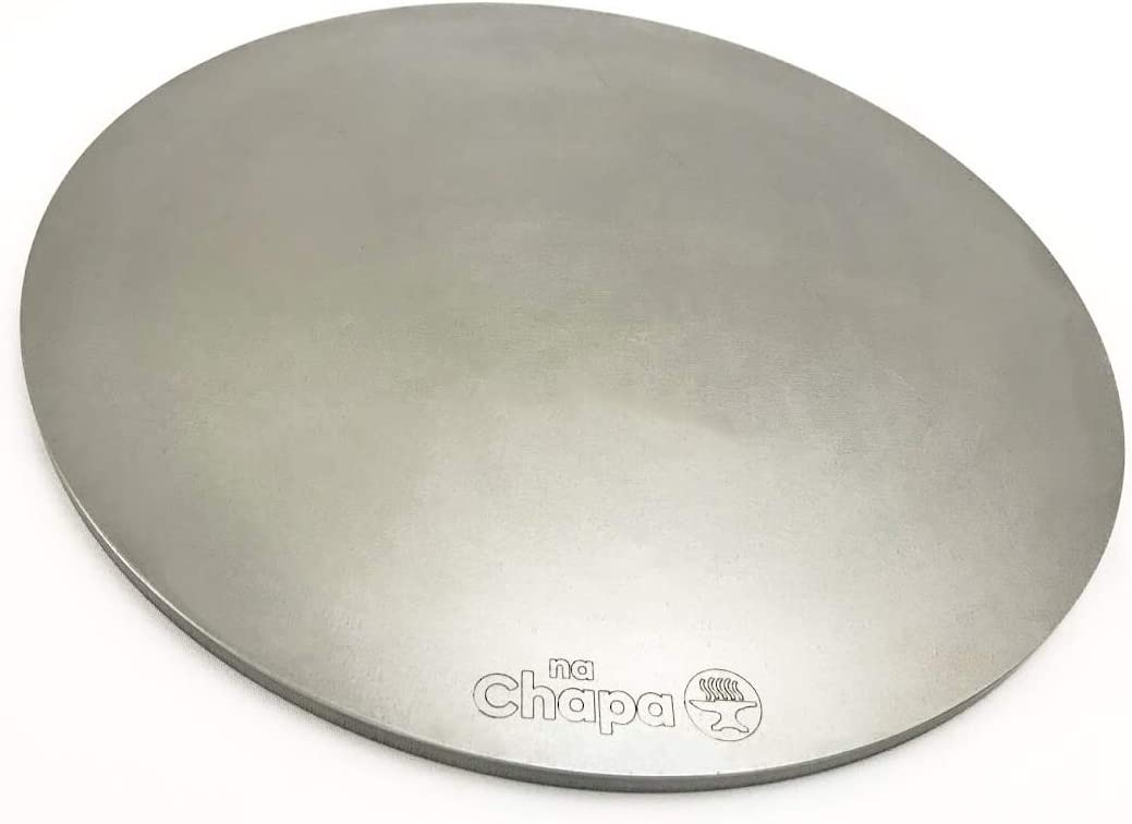 Pedra de aço para assar pizza em forno residencial e churrasqueira - 35,5cm